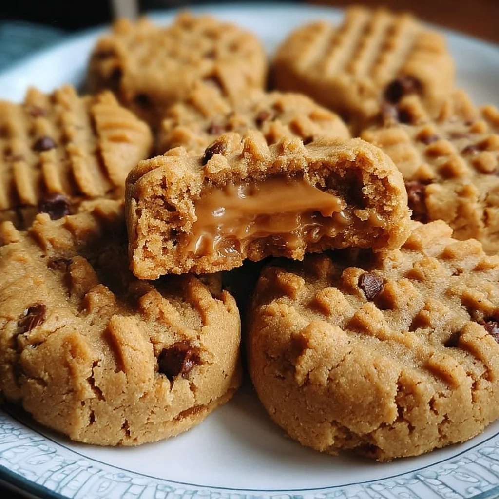 Healthy peanut butter Greek yogurt cookies with soft centers