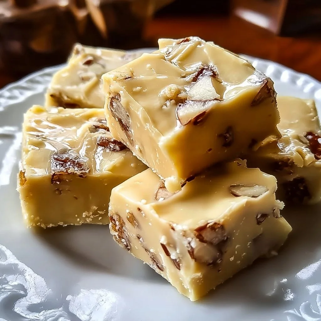 Heavenly Divinity Fudge dessert with chocolate and nuts