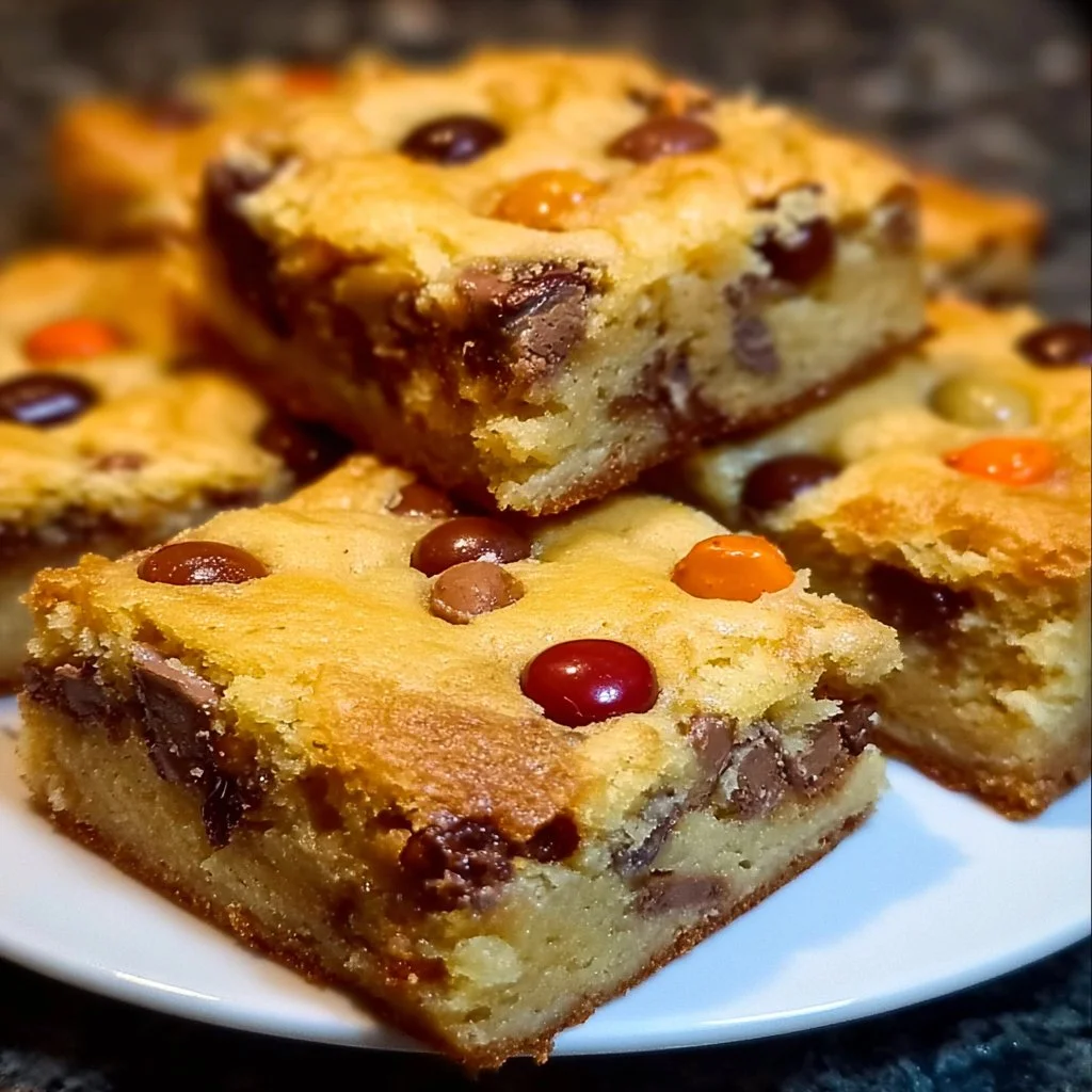 Delicious holiday cake mix cookie bars displayed on a festive plate