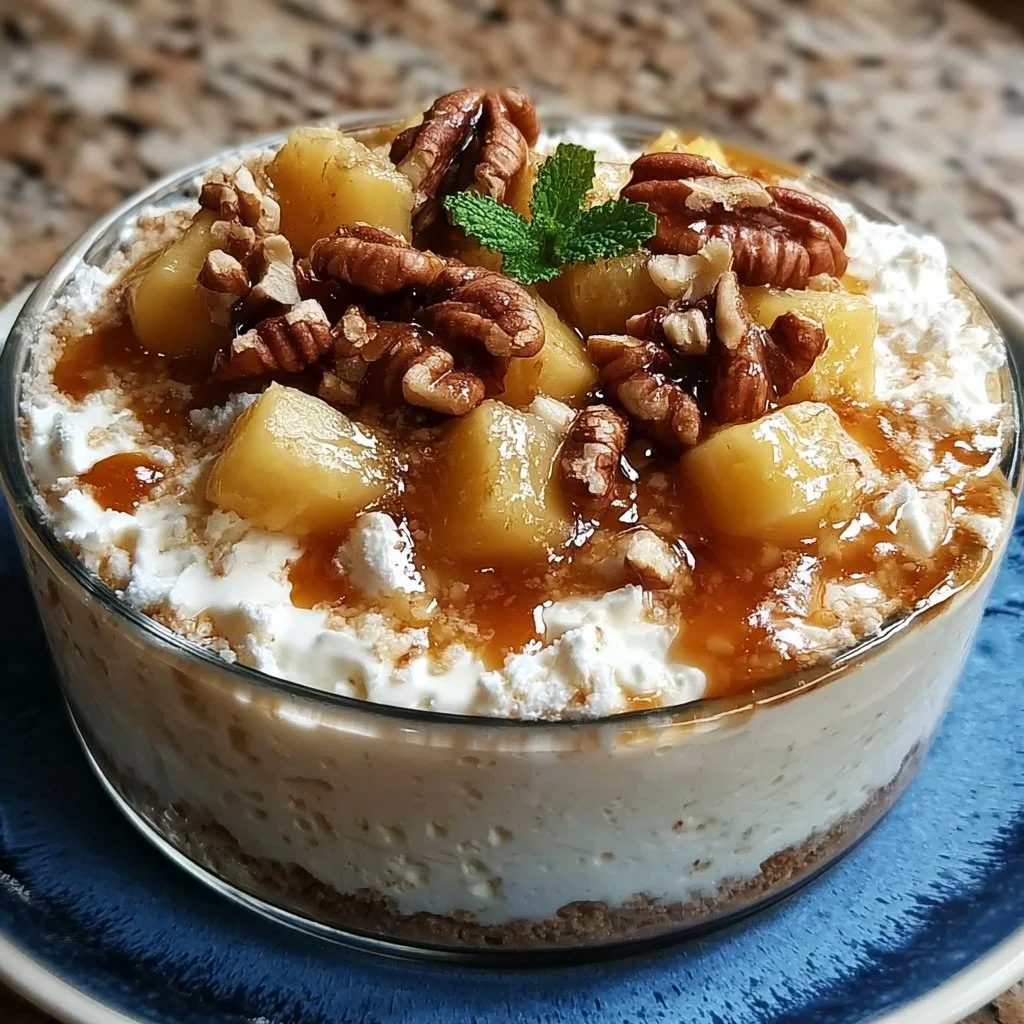Hummingbird Cake Cottage Cheese Bowl topped with fruit and nuts