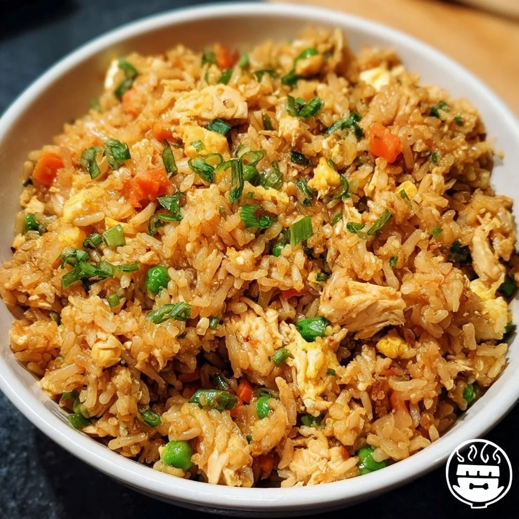 Delicious Instant Pot chicken fried rice with colorful vegetables and chicken