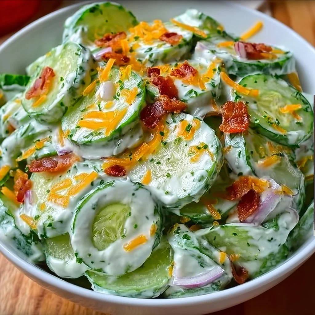 Bowl of Cucumber Ranch Crack Salad with fresh vegetables and ranch dressing