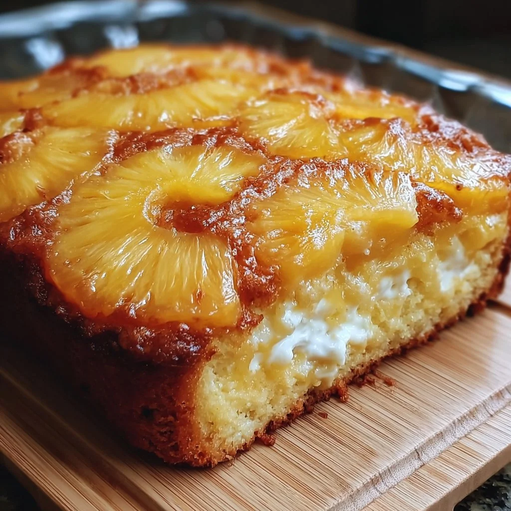 Juicy Pineapple Heaven Cake adorned with fresh pineapple slices and cream