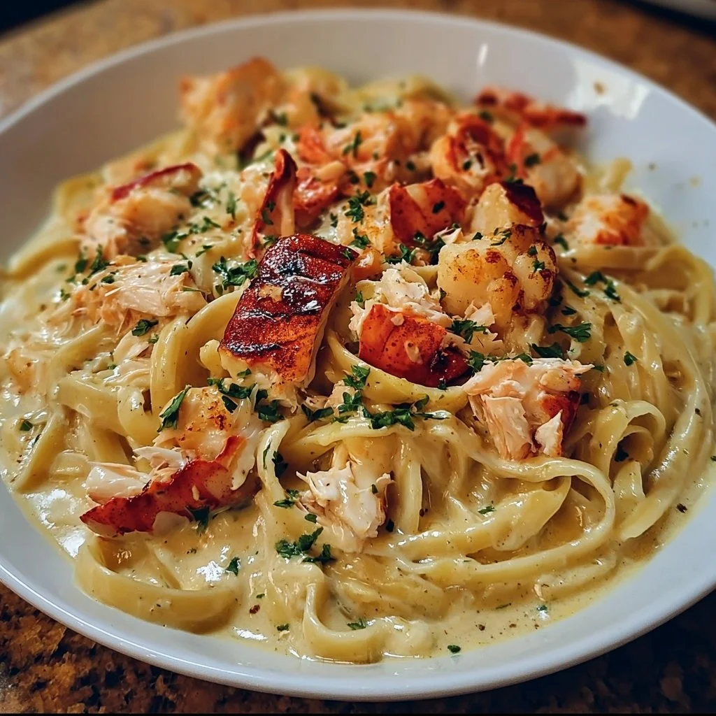 Lobster, crab, and salmon served in rich Cajun Alfredo sauce