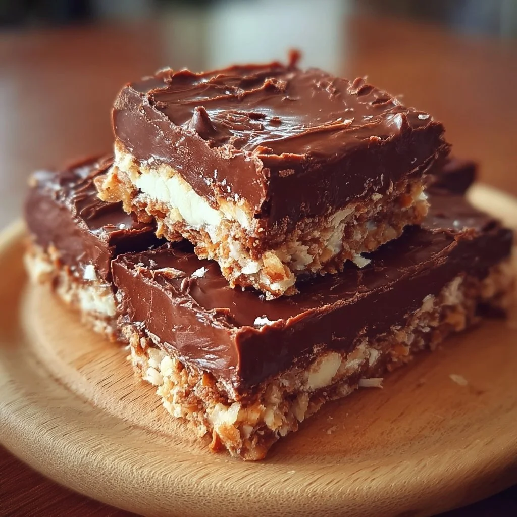 Homemade Mound Bars with chocolate and coconut topping