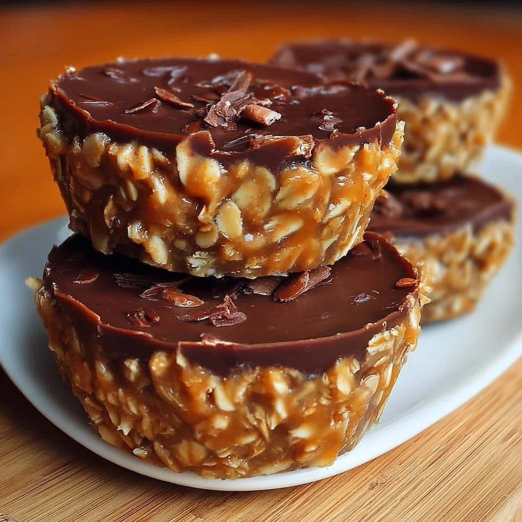 No-bake peanut butter oat cups made with oats and peanut butter