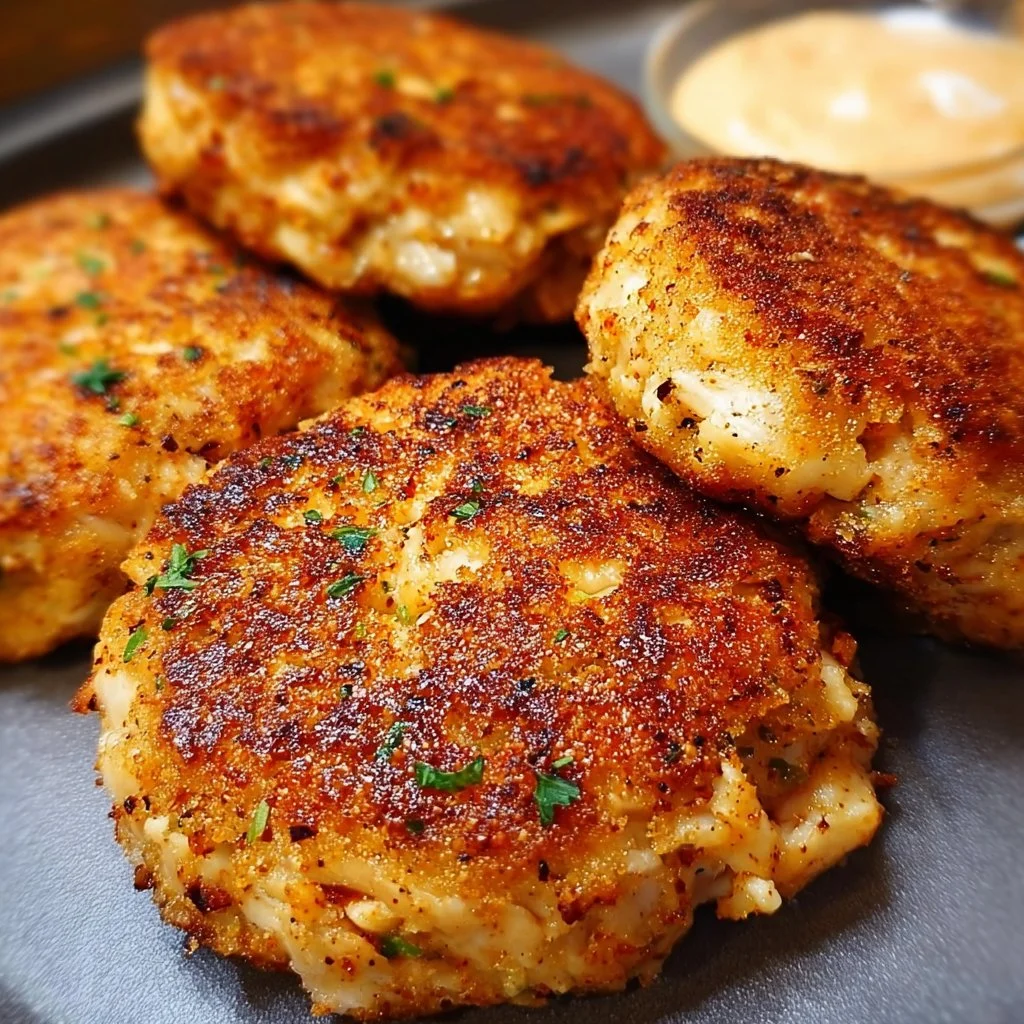 Delicious Original Old Bay Crab Cakes served on a plate with herbs