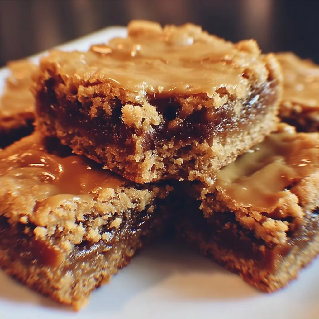 Delicious Peanut Butter Lunch Lady Cookie Bars on a plate