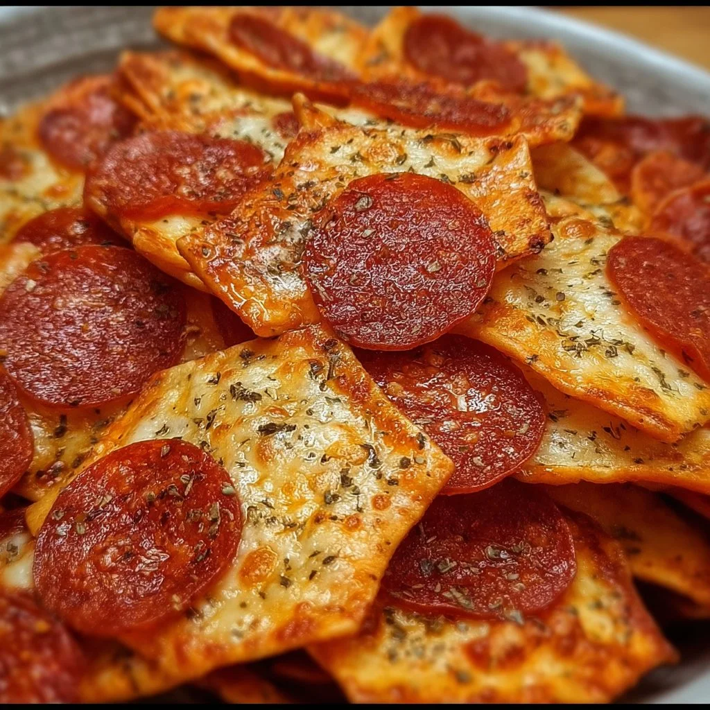 Delicious Pizza Chips in a snack bowl, perfect for pizza lovers.