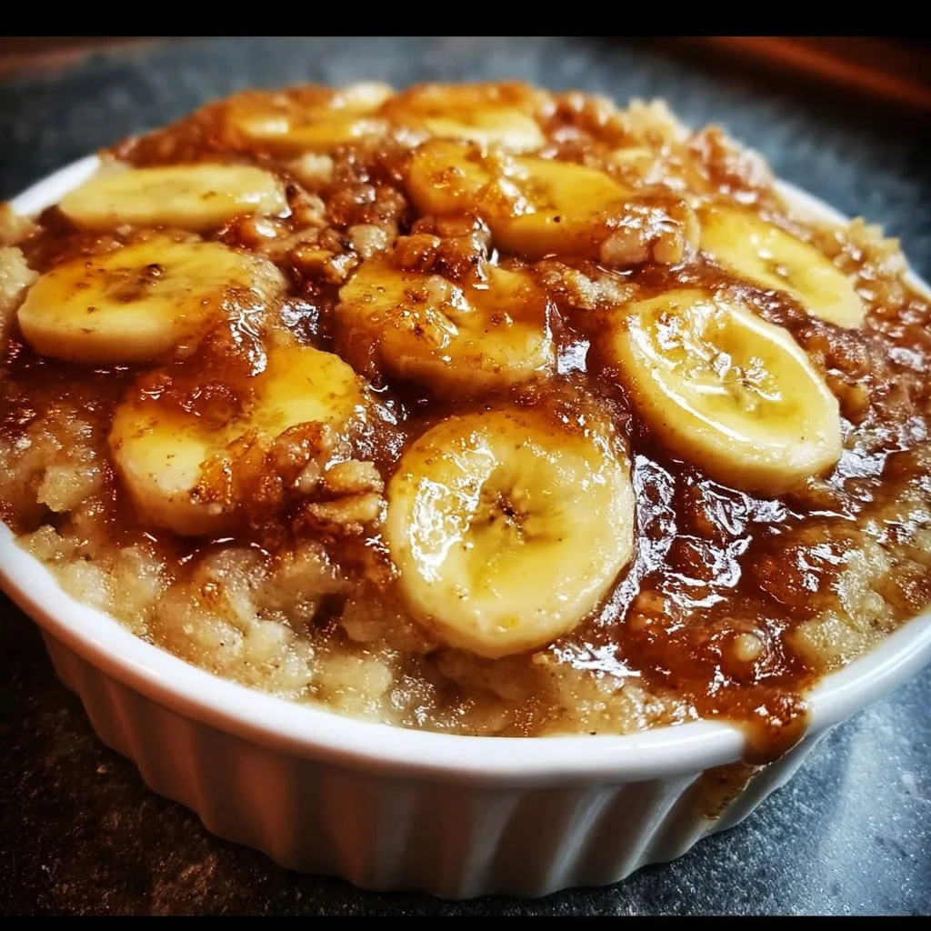 Delicious Southern Banana Cobbler with warm bananas and buttery topping