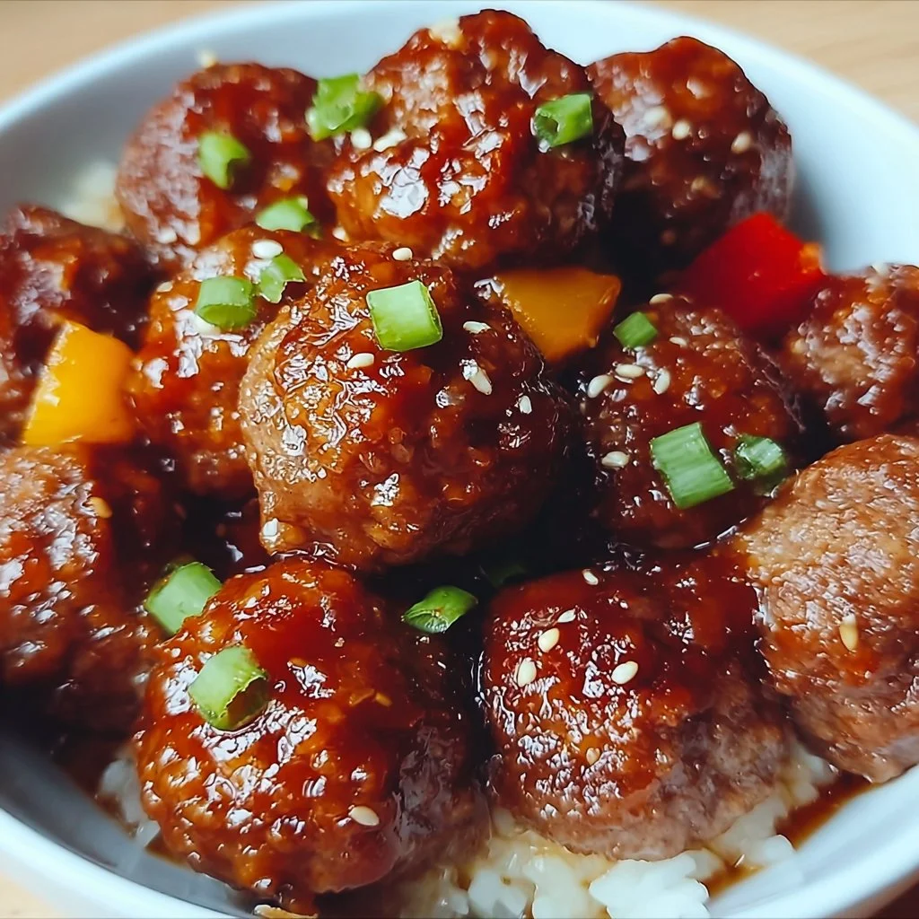Delicious sweet and sour meatballs served on a plate