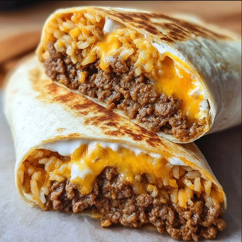 Taco Bell Beefy Melt Burrito filled with beef and cheese in a warm tortilla