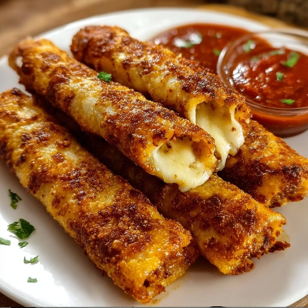 Delicious cheesy taco sticks on a plate, perfect snack for any occasion.