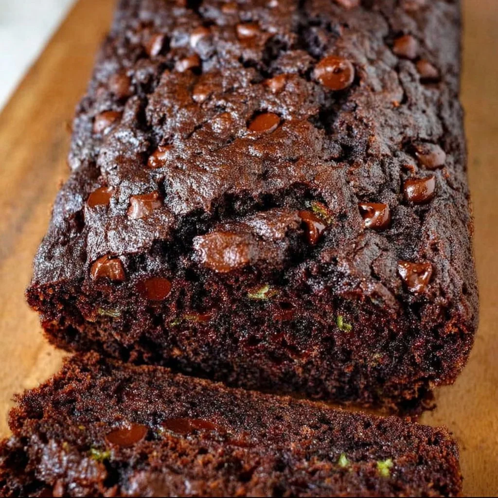 Deliciously baked chocolate zucchini bread with chocolate chips
