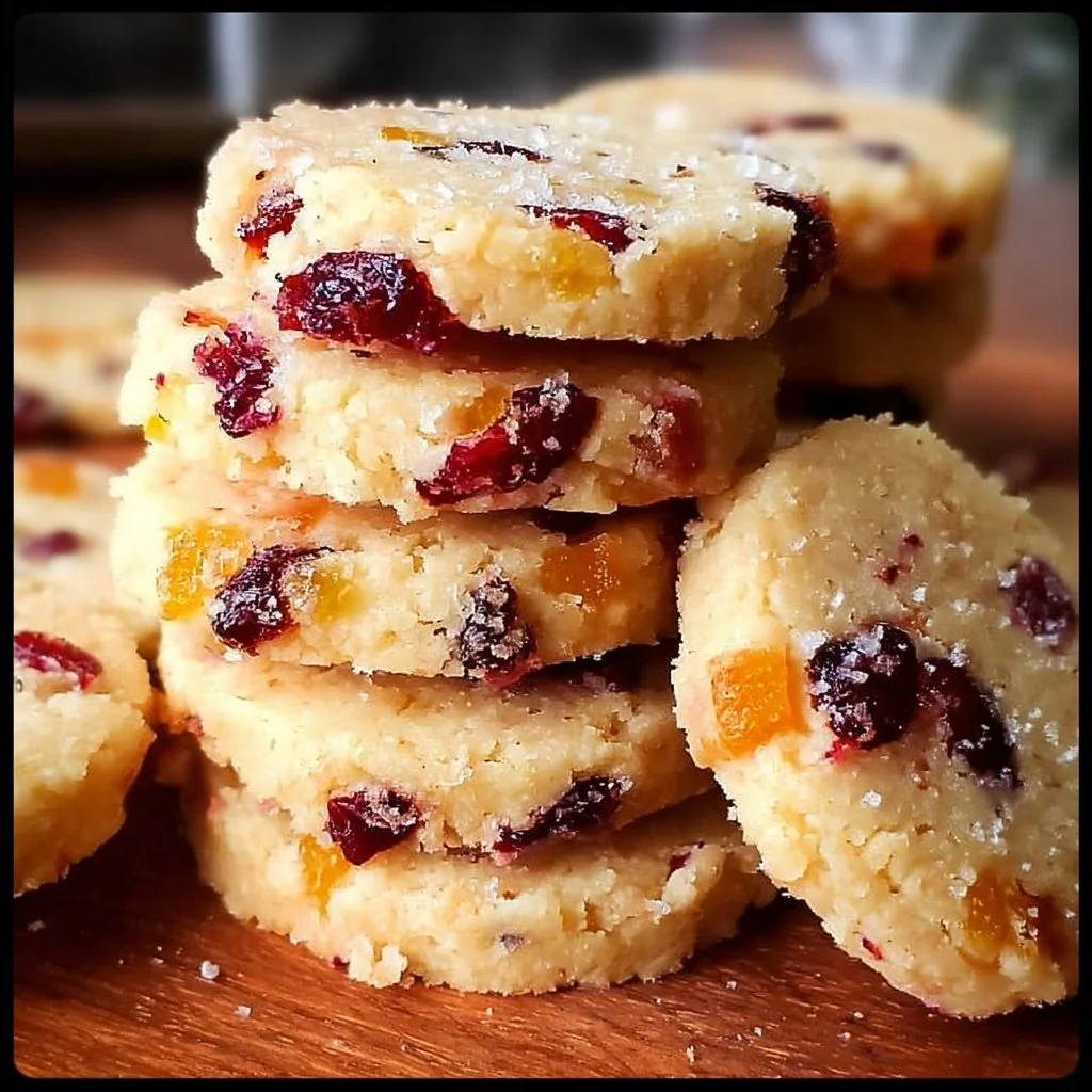 Cranberry Orange Shortbread Cookies on a white plate