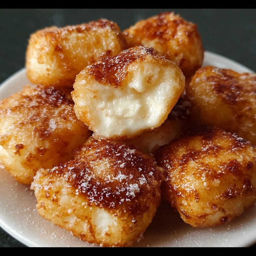 Delicious deep fried marshmallows served on a plate.