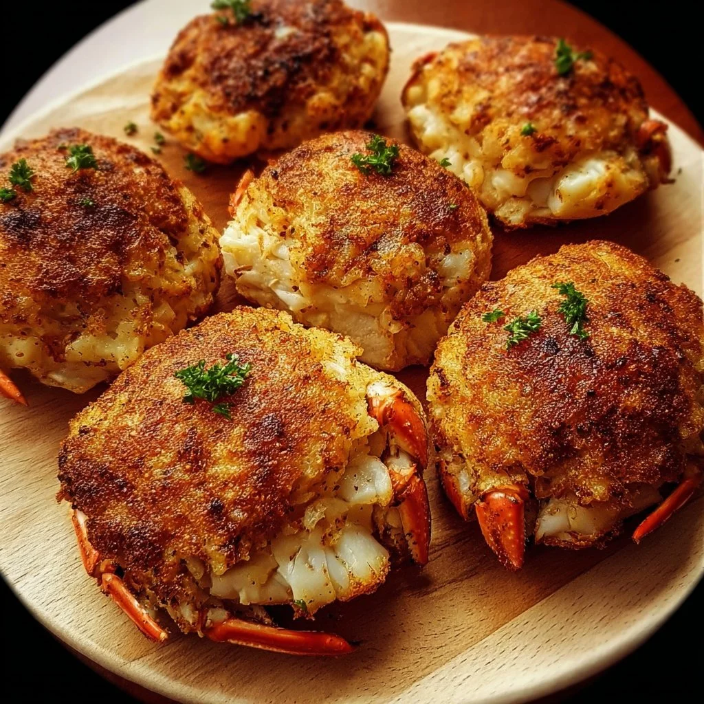 Delicious crab bombs served on a plate, showcasing their appetizing golden color