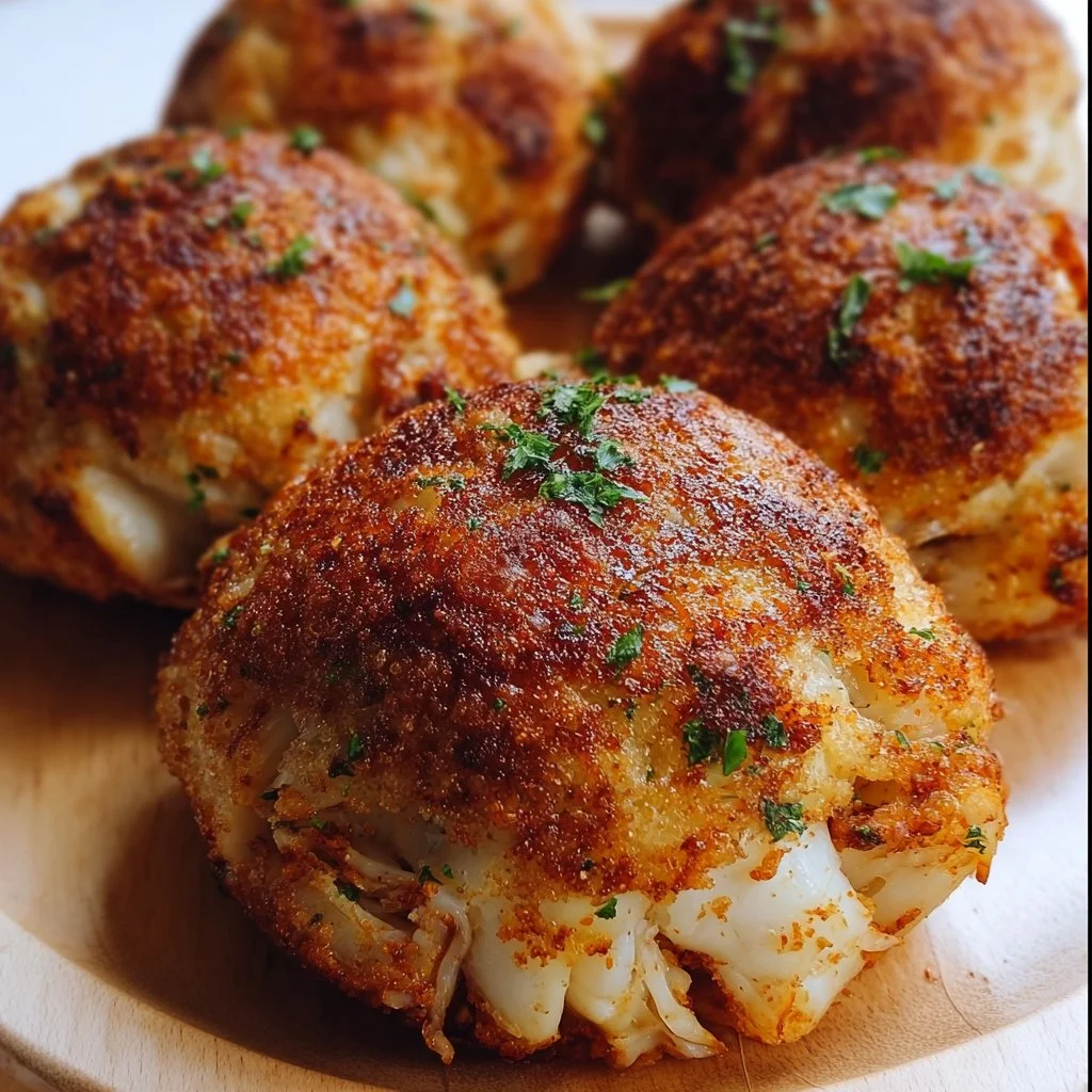 Delicious and famous crab bombs ready to serve on a platter.