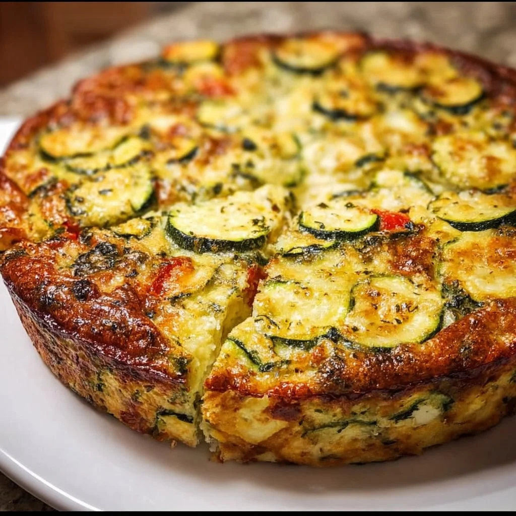 Flavorful Basil Crustless Zucchini Quiche ready to serve