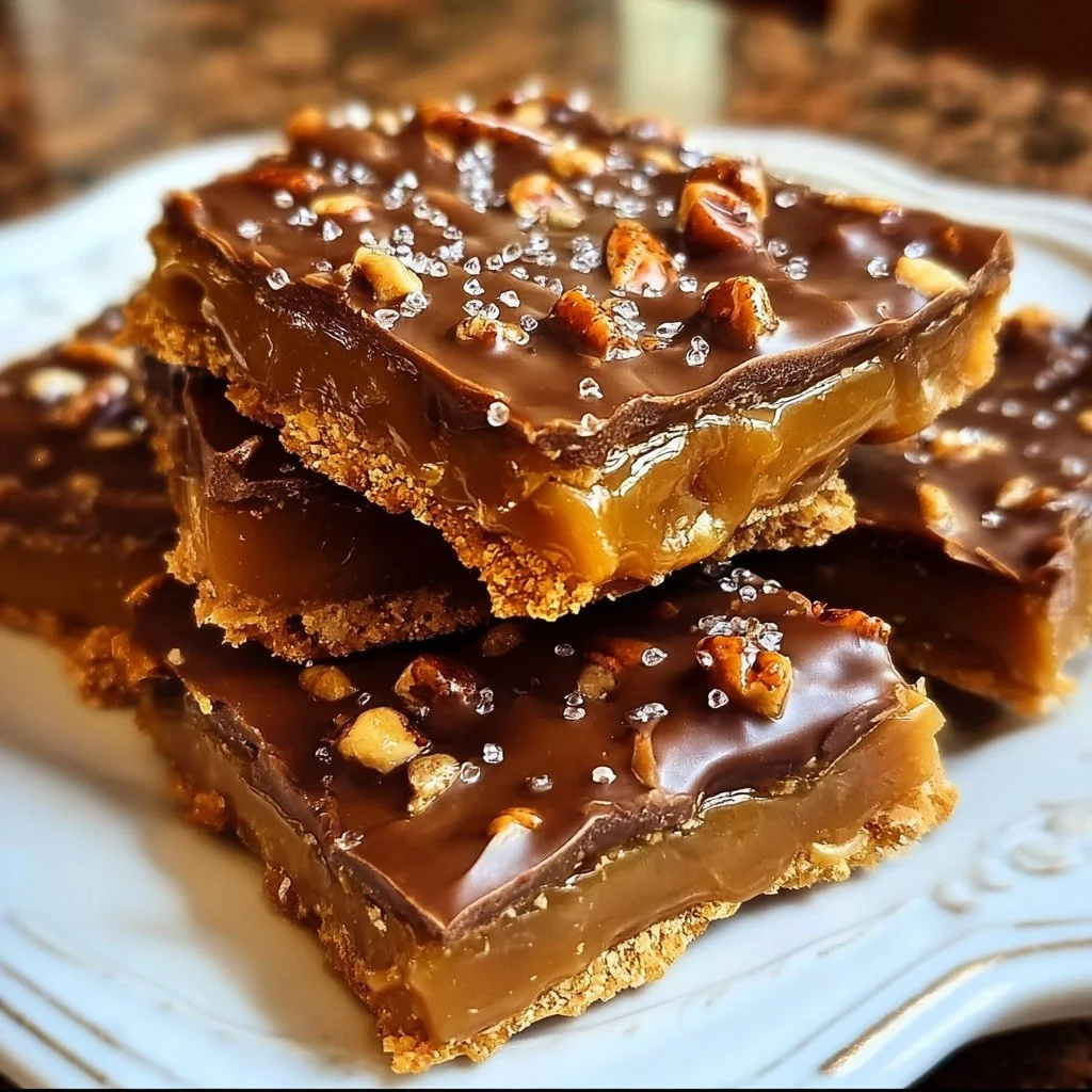 Delicious graham cracker toffee with chocolate and nuts