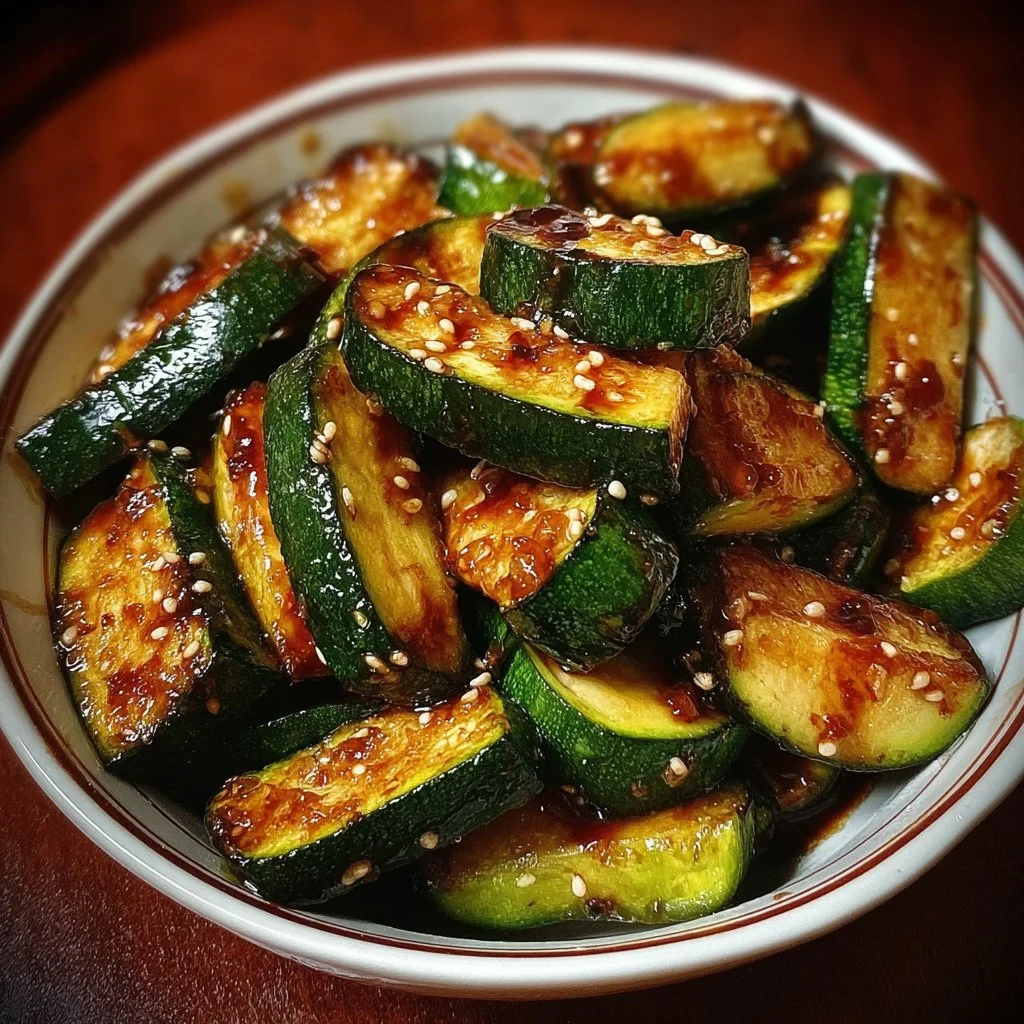 Grilled Hibachi Zucchini served with dipping sauce on a plate