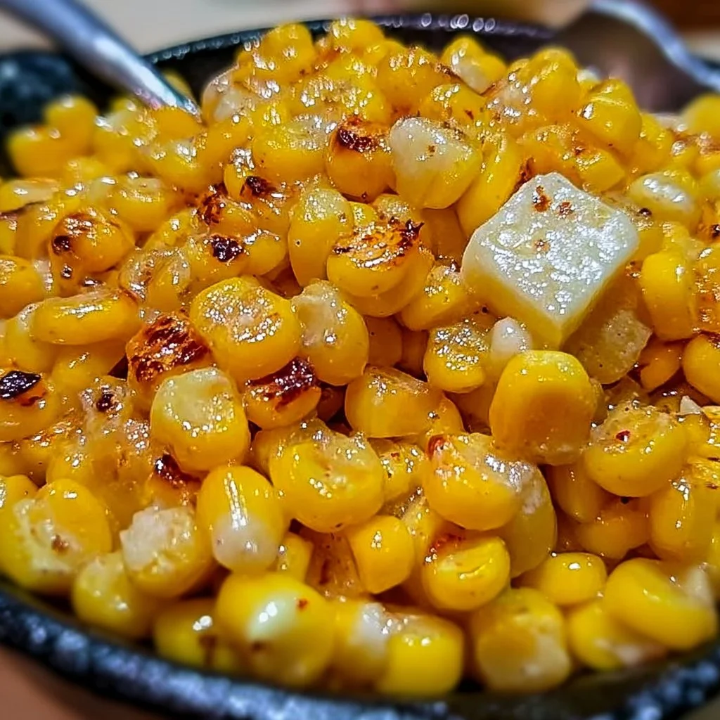Delicious honey butter skillet corn in a cast iron pan
