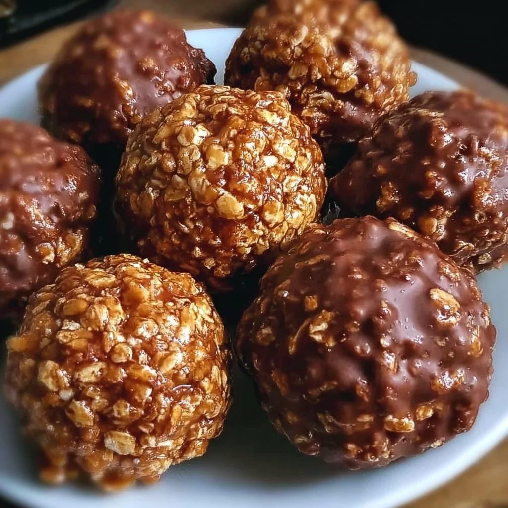 Crunchy chocolate rice krispie balls with a delicious chocolate coating