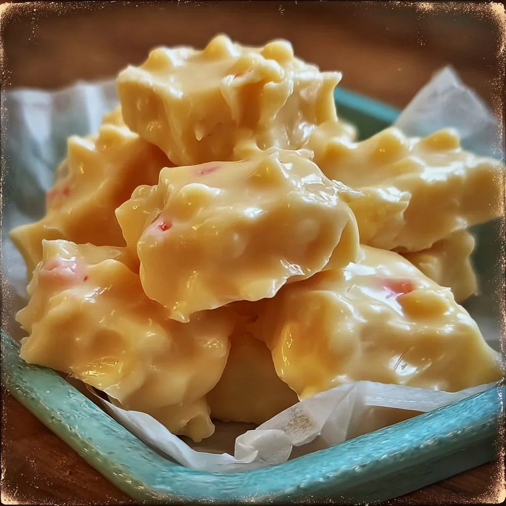 Delicious Kentucky cream pull candy pieces arranged on a plate.