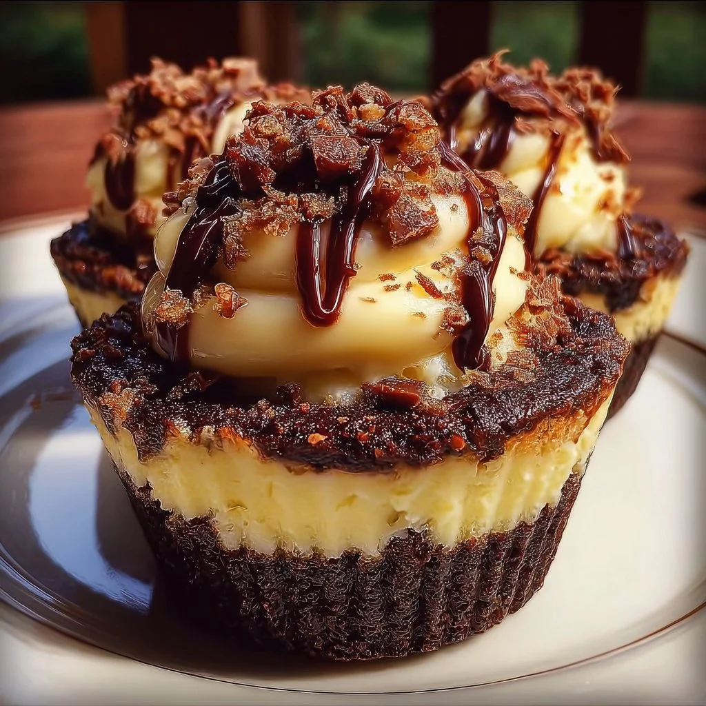 Delicious loaded brownie cheesecake cup topped with chocolate and cream
