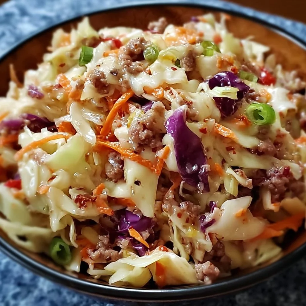 Delicious low-carb Crack Slaw served in a bowl with fresh ingredients