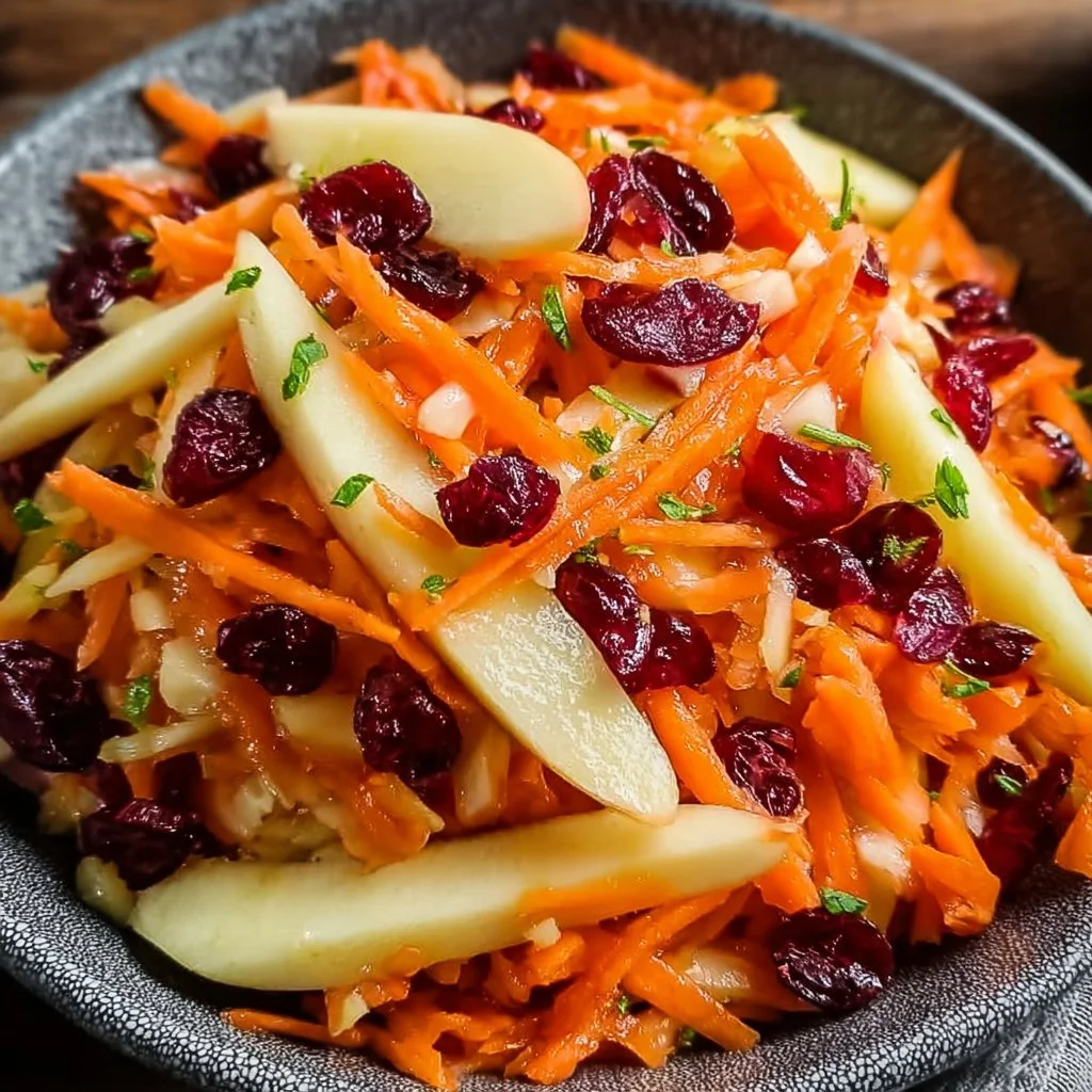 Refreshing apple cranberry carrot salad with vibrant colors and healthy ingredients