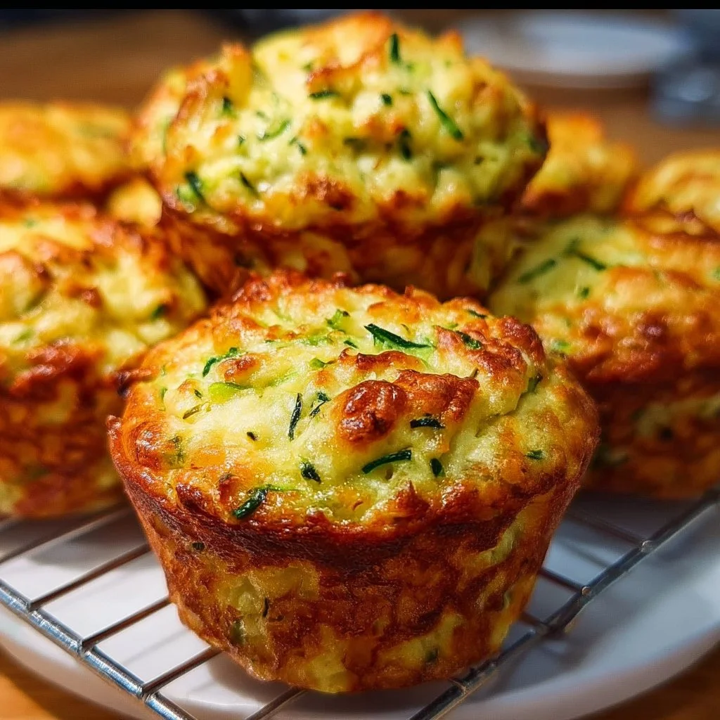 Delicious Tasty Veggie Parmesan Zucchini Muffins served on a plate
