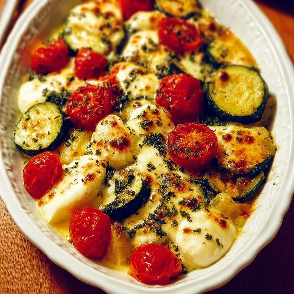 Colorful Vegetable Medley with Mozzarella cheese on a plate
