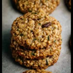 Freshly baked Zucchini Oatmeal Chocolate Chip Cookies on a cooling rack.