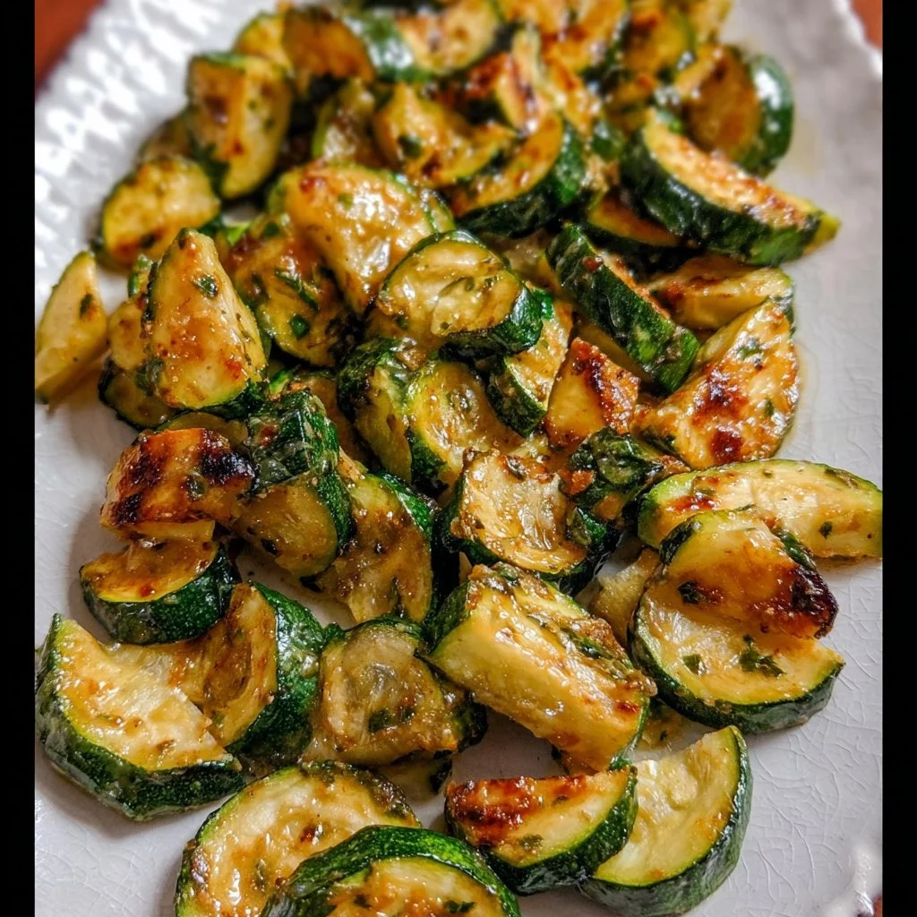 Delicious zucchini sauté garnished with herbs and spices.