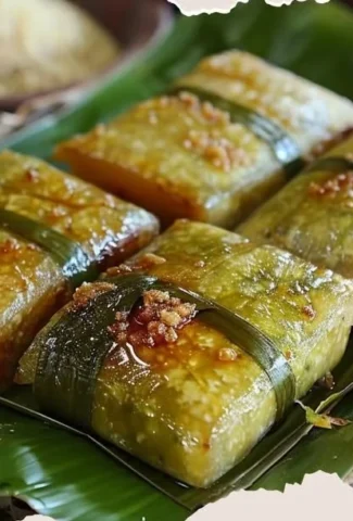 Delicious Cassava Suman dish wrapped in banana leaves.