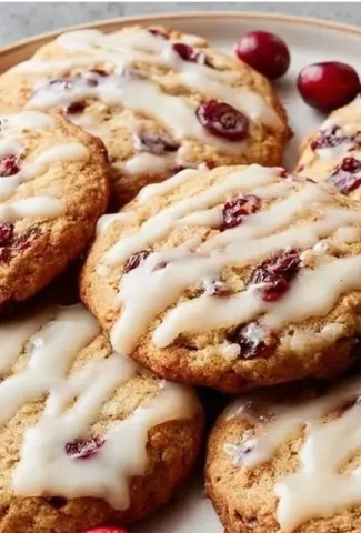 Chewy Christmas Cranberry Orange Cookies with bright orange zest and tart cranberries