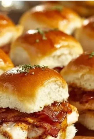 Delicious Chicken Bacon Ranch Sliders served on a platter