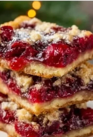 Delicious Christmas Cherry Bars on a festive plate