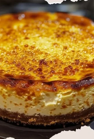 Delicious crème brûlée cheesecake with a golden caramelized sugar crust