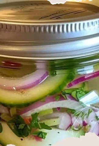 Cucumber Onion Salad with fresh ingredients in a bowl