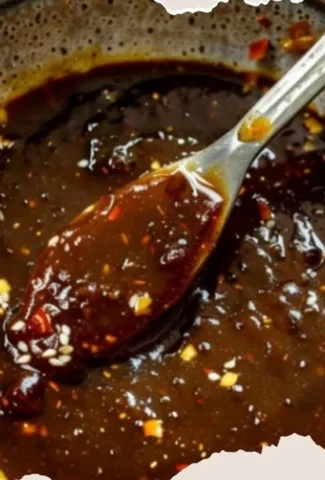 Bowl of homemade hoisin sauce with fresh ingredients used in cooking.