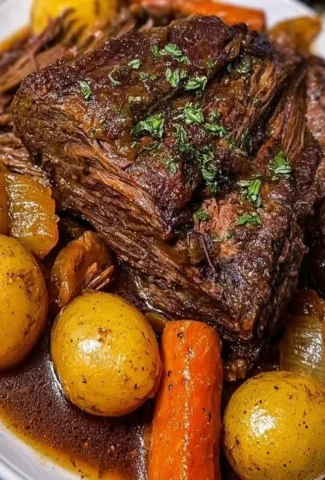 Delicious Instant Pot pot roast served on a plate with vegetables