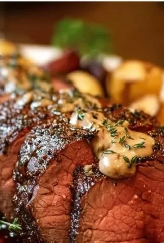 Perfectly cooked Million Dollar Roast Beef Tenderloin ready to serve.