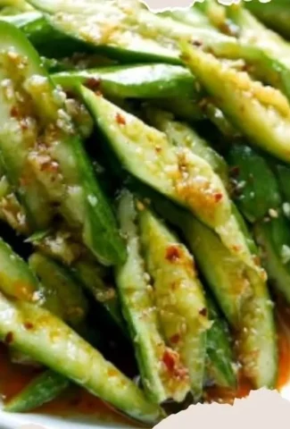 Delicious and refreshing smacked cucumber salad served in a bowl