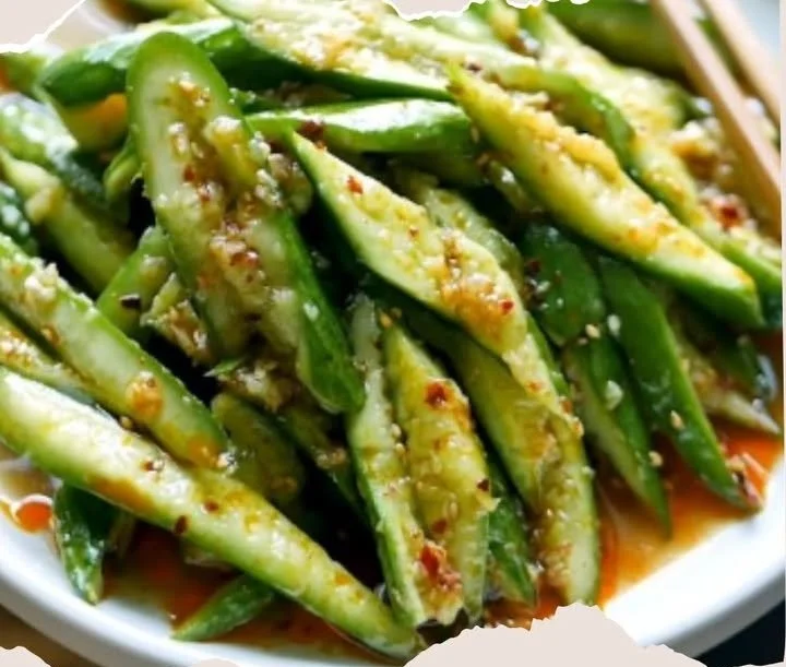 Delicious and refreshing smacked cucumber salad served in a bowl